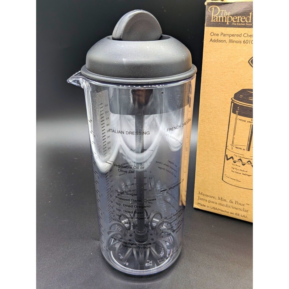 Pampered Chef Measure, Mix & Pour Dispenser Jar Plastic Clear/Gray MPN 2265